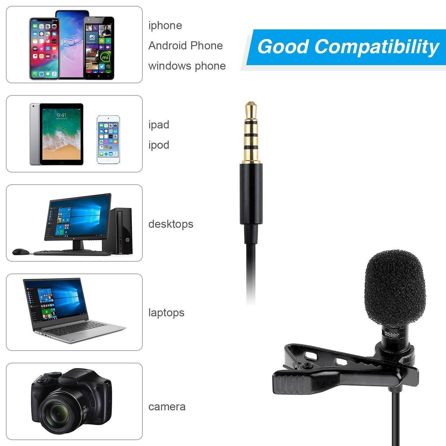 Need separate Mic for your Online sessions or recordings, this will be a good choice Dynamic Lapel Collar USB Omnidirectional Mic