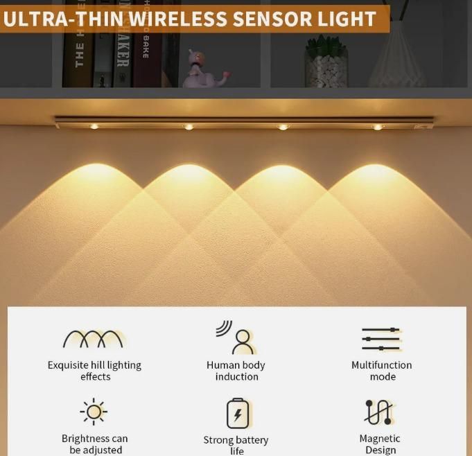 Light up your Hidden dark corners in Kitchen and wordrobe with LED PIR Motion Sensor Cabinet With USB Rechargeable