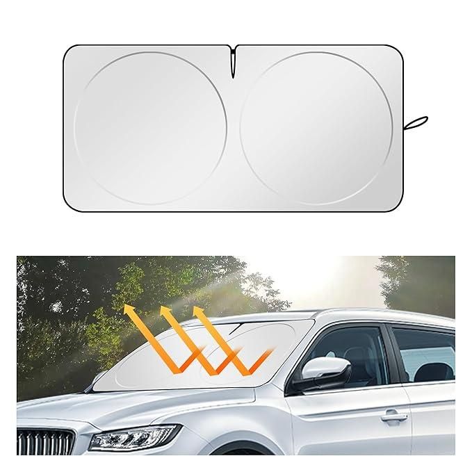 Don't let your car tell you DONT Touch ME, I am Super HOT. use Folding Car Window Sunshade Cover, will save your dashboard and Steering wheel from getting over heated.