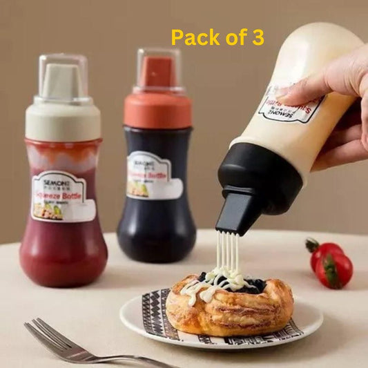 Why have 1 Boring cause line when you can have multiple. try 3 pcs Squeeze Ketchup Bottle?,Portable Sauce Bottle with Lid Five Holes