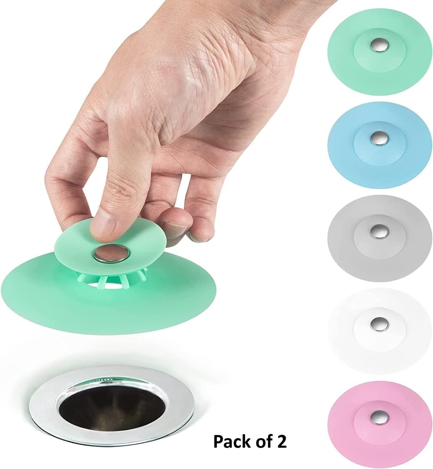 This Item will stop your problem of clogged kitchen / Bathroom holes.2-in-1 Home Bathroom Kitchen Silicone Stopper (Pack of 2)