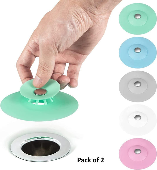 This Item will stop your problem of clogged kitchen / Bathroom holes.2-in-1 Home Bathroom Kitchen Silicone Stopper (Pack of 2)