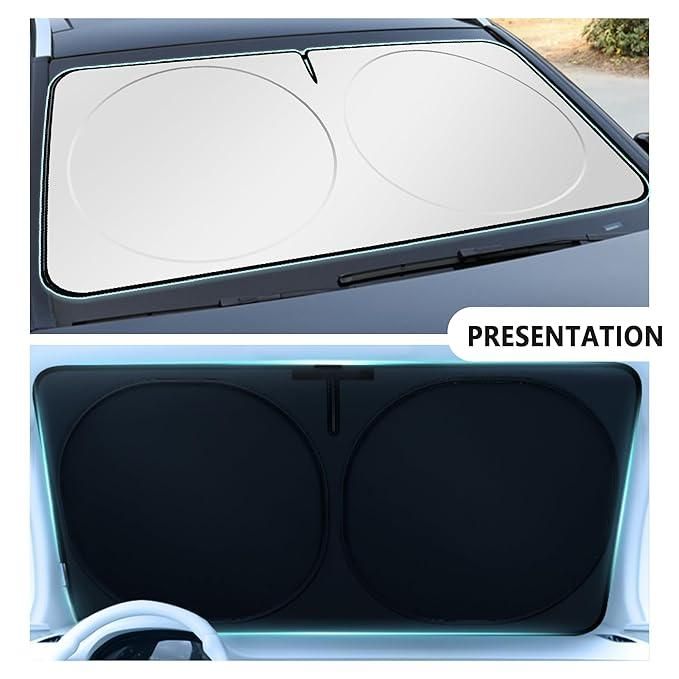Don't let your car tell you DONT Touch ME, I am Super HOT. use Folding Car Window Sunshade Cover, will save your dashboard and Steering wheel from getting over heated.
