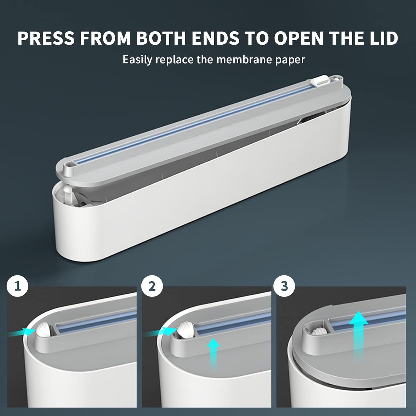 House of Quirk Magnetic Plastic Wrap Dispenser with Cutter, 3 in 1 Aluminum Foil and Plastic Wrap Organizer with Paper Towel Holder, Compatible with Cling Film, Tin Foil and Roti Paper Cutter (Grey)