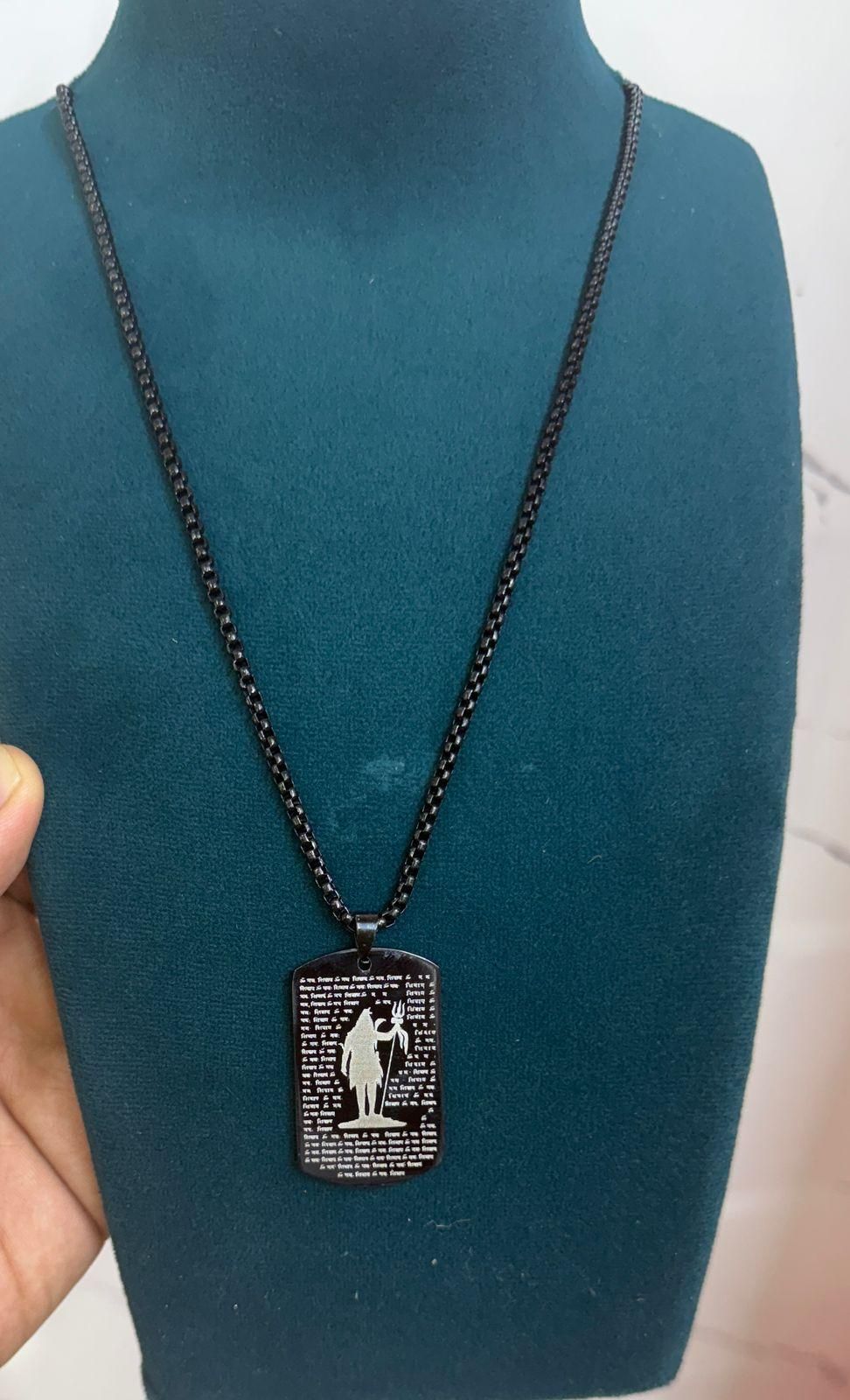 Always keep God near your Heart for Prosperity and Wealth with 108 Om Namah Shivay MicroCarved Tag Pendent with Chain