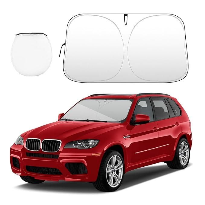 Don't let your car tell you DONT Touch ME, I am Super HOT. use Folding Car Window Sunshade Cover, will save your dashboard and Steering wheel from getting over heated.