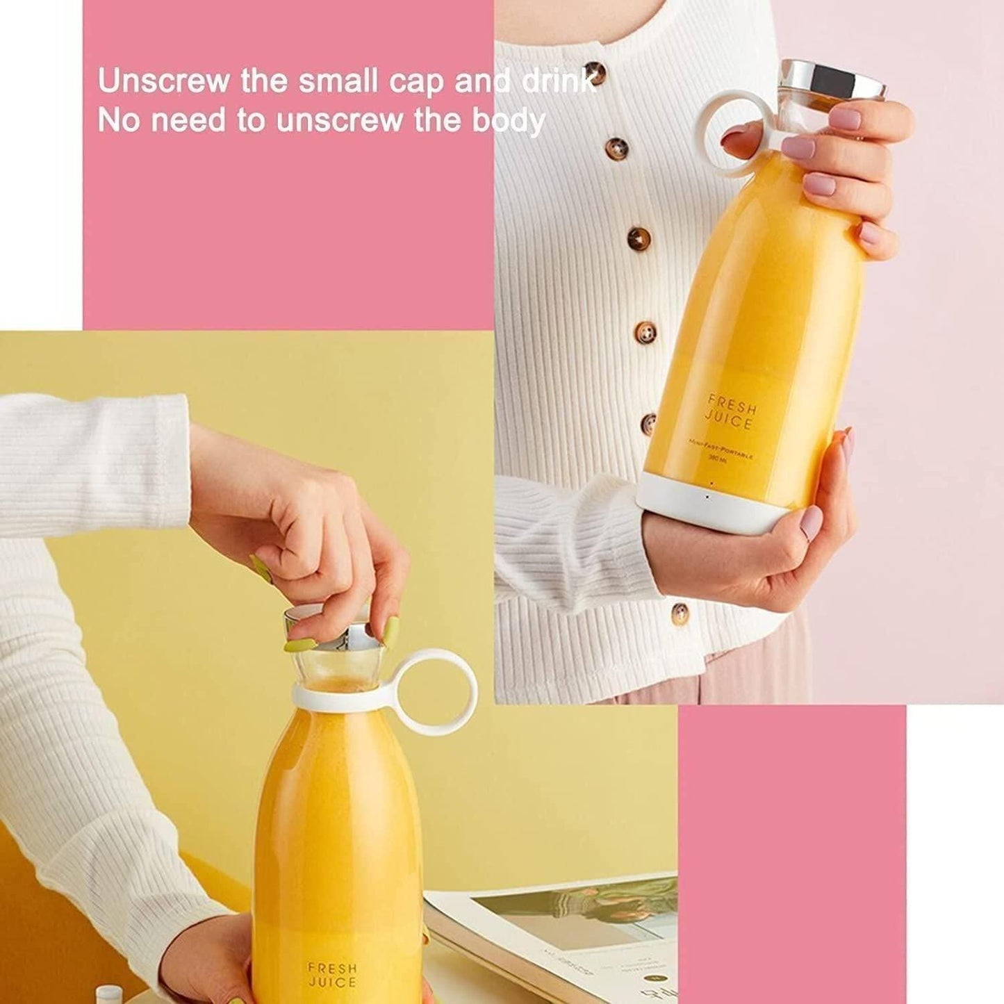Juice or Smoothie. ON THE GO. Never Miss your healthy Diet. Electric Portable Mini Juicer Bottle