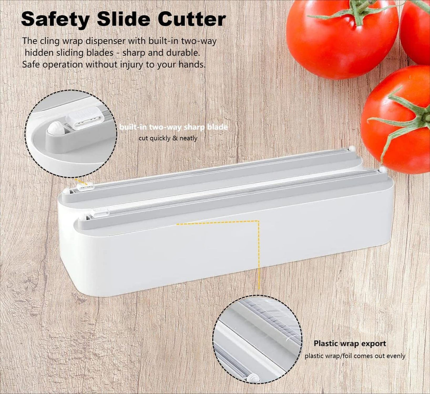 House of Quirk Magnetic Plastic Wrap Dispenser with Cutter, 3 in 1 Aluminum Foil and Plastic Wrap Organizer with Paper Towel Holder, Compatible with Cling Film, Tin Foil and Roti Paper Cutter (Grey)