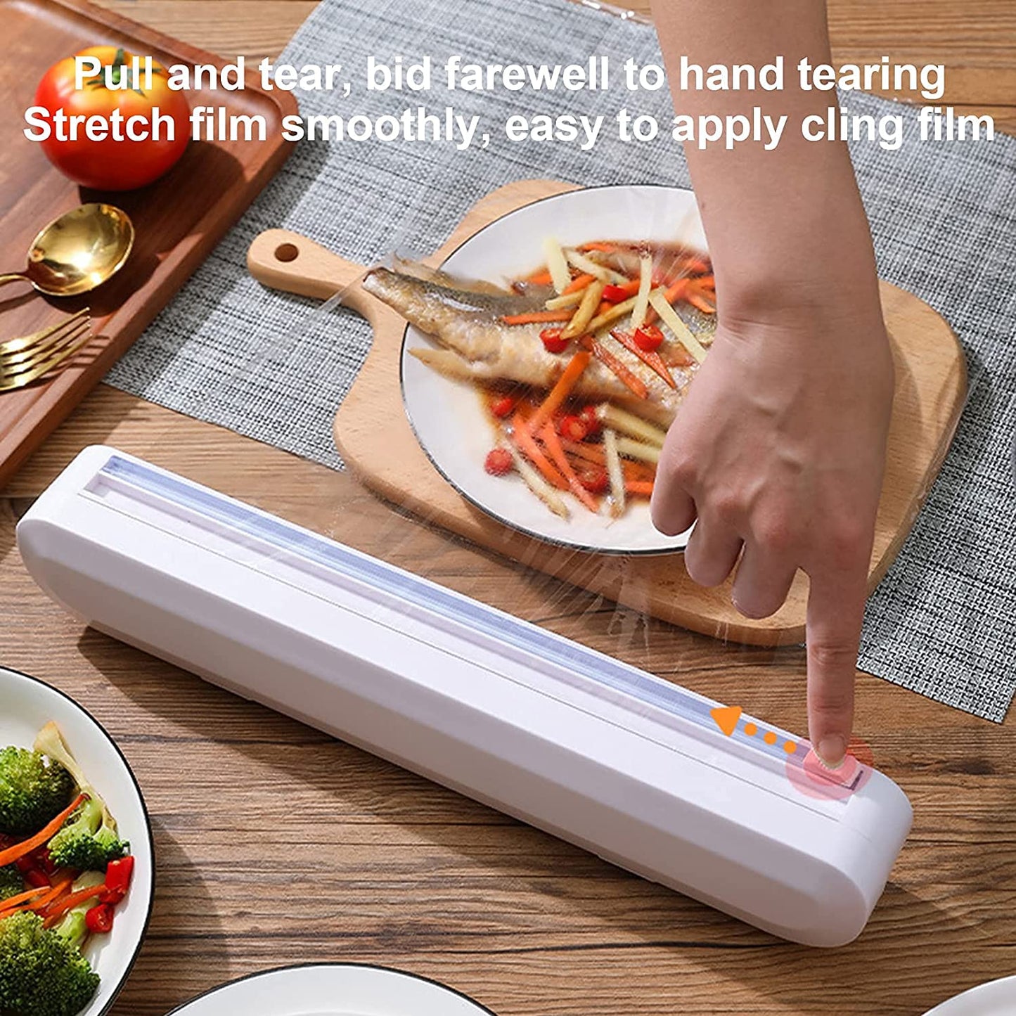 House of Quirk Magnetic Plastic Wrap Dispenser with Cutter, 3 in 1 Aluminum Foil and Plastic Wrap Organizer with Paper Towel Holder, Compatible with Cling Film, Tin Foil and Roti Paper Cutter (Grey)